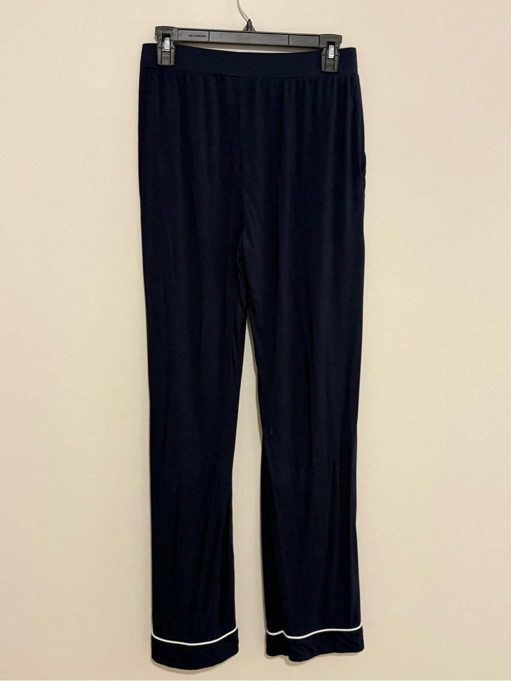 Cozy Earth Women’s Bamboo Stretch-Knit Pajama Pants Navy White Piping- Small - Picture 6 of 8